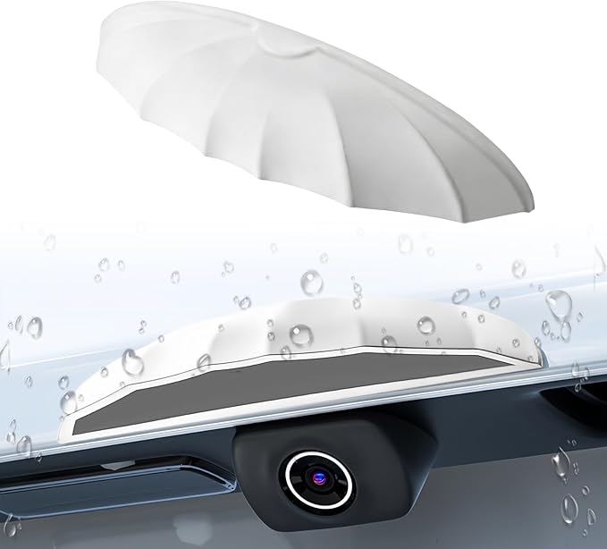 Universal Car Backup Camera Rain Shield, Reversing Camera Anti-Rain Cover, Non-Destructive Adhesion, Silicone Protection Cover Compatible with Most Vehicle (White)
