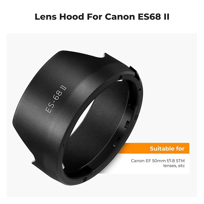 K&F CONCEPT Lens Hood Compatible with Canon EF 50mm f/1.8 STM Lens, Reversible Snap on Camera Lens Shade Replacement of ES-68 II Hood, Compatible with 49mm Filters and Lens Cap