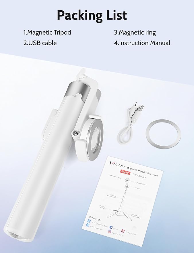 68" Magnetic Tripod for iPhone Magsafe, Phone Tripod & Selfie Stick with Rechargeable Remote for iPhone/Android/Camera, Portable Cell Phone Stand for Video Recording