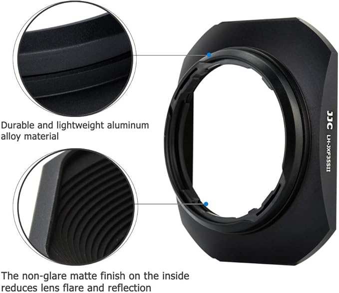 JJC LH-XF35-2 Metal Lens Hood Shade for Fuji Fujinon XF 35mm F2 R WR, XF 23mm F2 R WR Lenses, XF35mm f2, XF23mm f2 Hood, Replaces Fujifilm LH-XF35-2 Lens Hood, with Protective Hood Cap