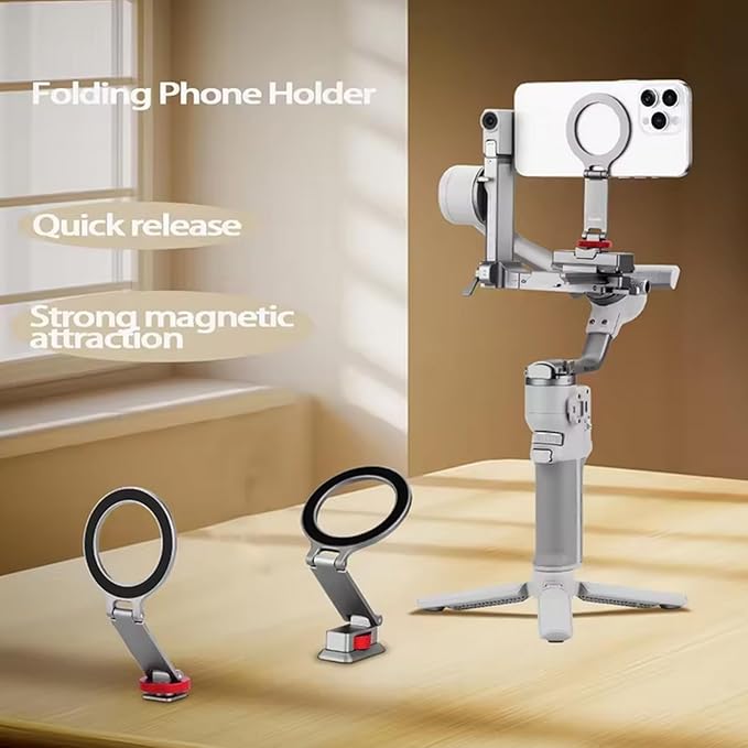 Cold Shoe Design Adapter for DJI RS4 Mini, for Phone Magsafe Magnetic Phone Holder, with 1/4 Screw Hole (Cold Shoe)
