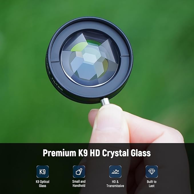 NEEWER 37mm Kaleidoscope Prism Filter with Phone Clip, K9 Crystal Glass Effect Lens Filter for 17mm Threaded Backplate, Phone Cage, Case Compatible with iPhone 17 16 Pro Max Galaxy S25 Ultra, FL-101
