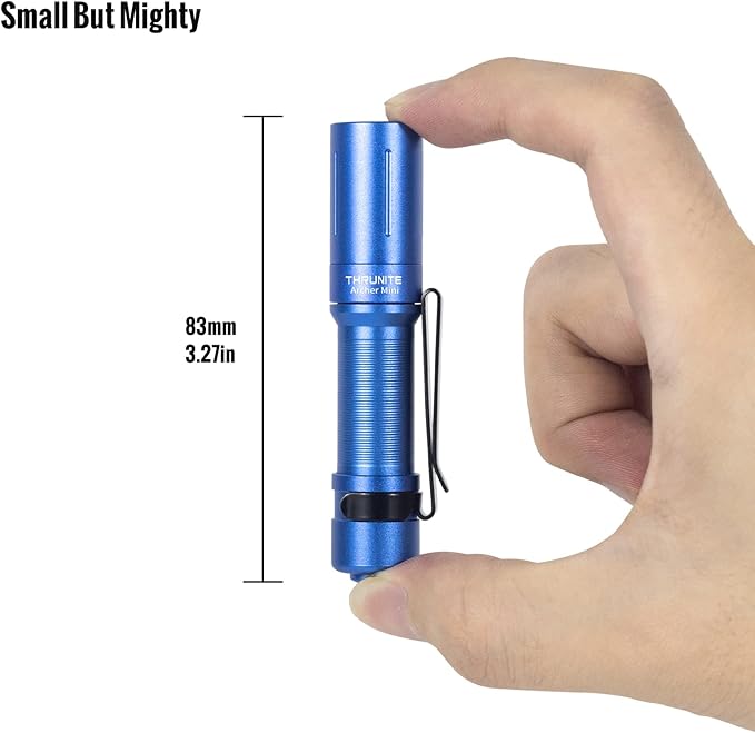 ThruNite EDC Flashlight Archer Mini, 405 Lumens Tail Switch LED Flashlight, USB C Rechargeable Little Pocket Penlight for Camping, Outdoor, and Emergency - Blue Cool White