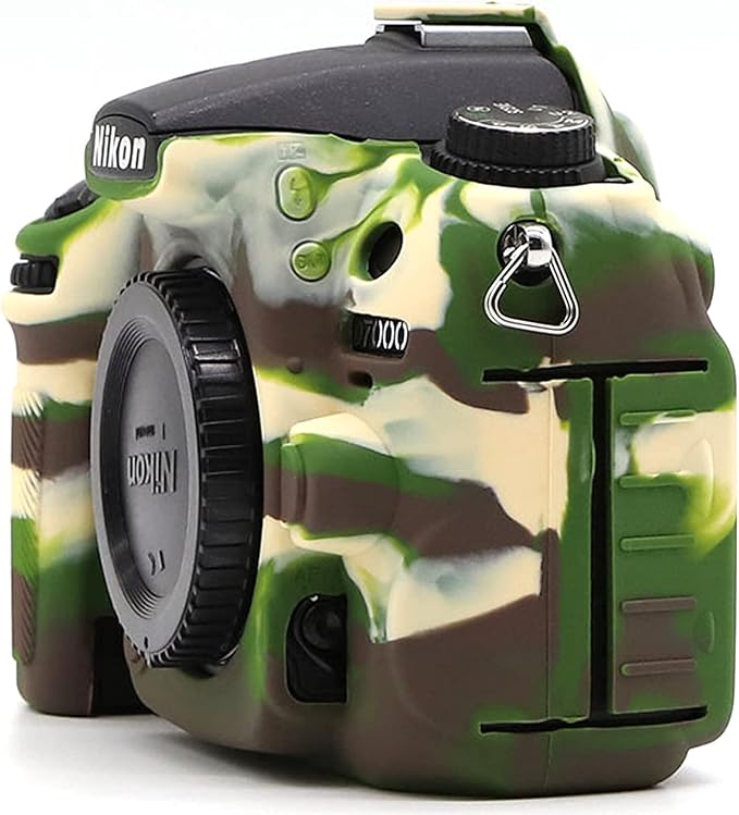 Professional Secure Silicone Camera Cases Bag Housing Rubber Body Skin for Nikon D7000 Digital SLR Camera Protective Case (Army Green)