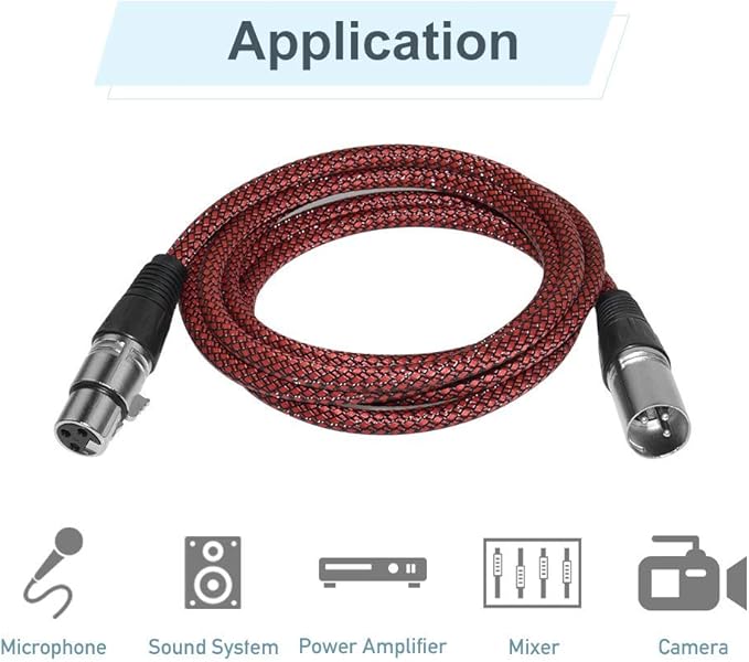 XLR Cable 200ft Male to Female, Microphone Cable 3 Pin Nylon Braided Balanced XLR Cable Mic DMX Cable Patch Cords with Oxygen-Free Copper Conductors