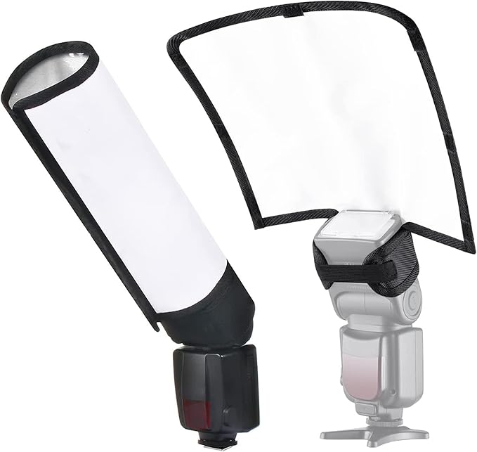 waka Flash Diffuser Reflector Kit - Bend Bounce Flash Diffuser+ Silver/White Reflector for Speedlight, Universal Mount for Canon, Nikon, etc.
