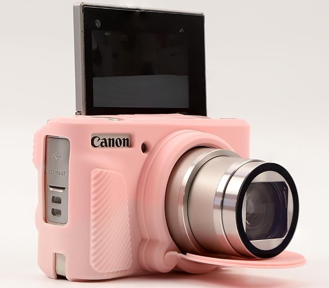 Pocoukate Case for Canon PowerShot SX740 HS Camera with Screen Protector, Soft Silicone Protective Cover Skin with Removable Lens Cover for SX740/SX730 HS Accessories Rubber - Sweet Smoked Pink