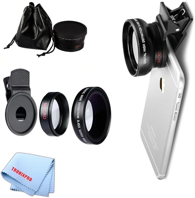 2-in-1 Professional Universal Smartphone HD Camera Lens Kit (Super Wide Angle & Macro) for iPhone 15, Pro Max, 14, and All Smartphones