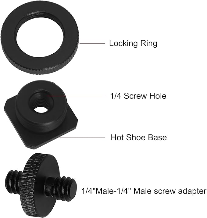1 Set Hot Cold Shoe Bracket Holder Extension Flash Head Phone Holder 5/8 Male to 1/4 Female Single Tier 1/4 Male Adapter Screw Aluminium Alloy SLR Camera Universal for Lights Travel Tripods