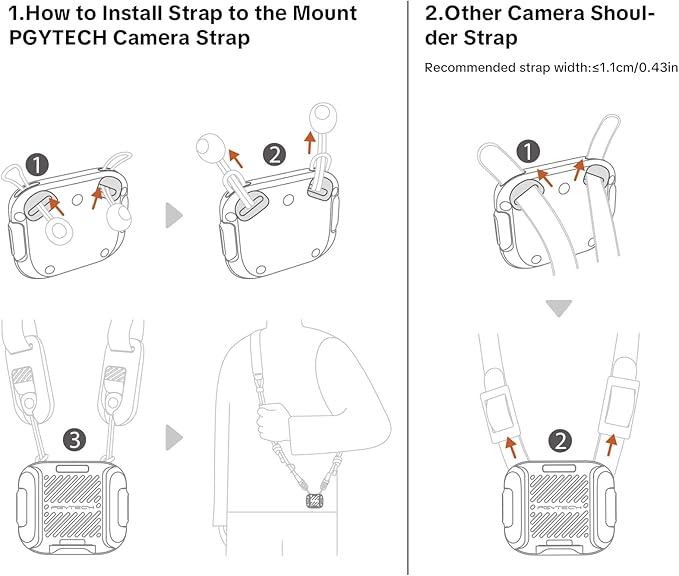 PGYTECH Camera Shoulder Strap Mount Quick Release Clamp, Aluminum Alloy QR Camera Adapter Base for Shoulder Straps Tripods Stabilizers(Only Base)