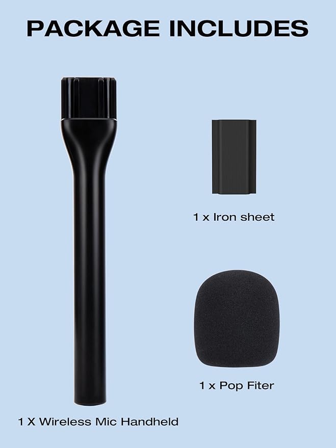 SUNMON Wireless Mic Magnetic Holder for DJI Mic Mini, Portable Handheld Microphone Interview Stand with Pop Filter, Compatible with DJI Mic1/2, Rode Wireless Micro/GO 2/ME/Pro