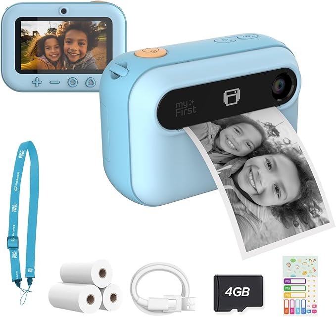 New myFirst Camera Insta 20 - Instant Print Digital Camera for Kids with 16MP Photos 1080P, 4-12 Years Old boy Gift Ideas, Thermal Printing No Ink, Support Micro SD Card (Blue)