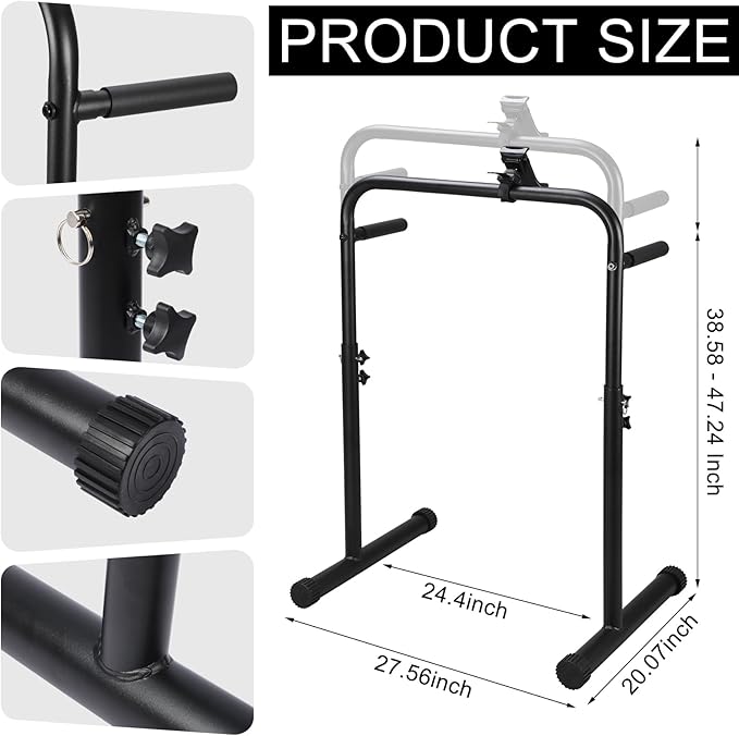 Leinuosen 24.4 Inch Handle Bar for Walking Pad Only with Phone Holder Stainless Steel Increase Height Walking Pad Handle Bar Adjustable Handrail Height from 38.58 to 47.24 Inch