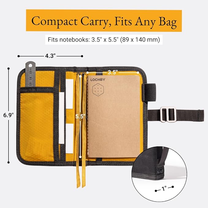 LOCHBY® Mini Field Journal | Water Resistant Waxed Canvas | Pen Loop | Included Tomoe River Notebook | Perfect for Travel, Art, Bullet Journal