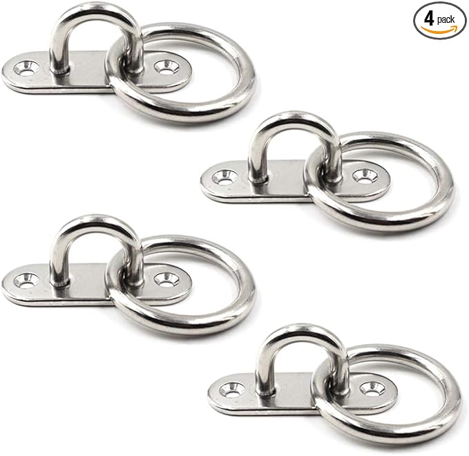 Ceiling Wall Mount Hook Heavy Duty Anchor with Ring 5mm 3/16" 304 Stainless Steel Great for Yoga Swings Hammocks/Boat Rigging/Marine Deck Hardware/Suspension Training Straps