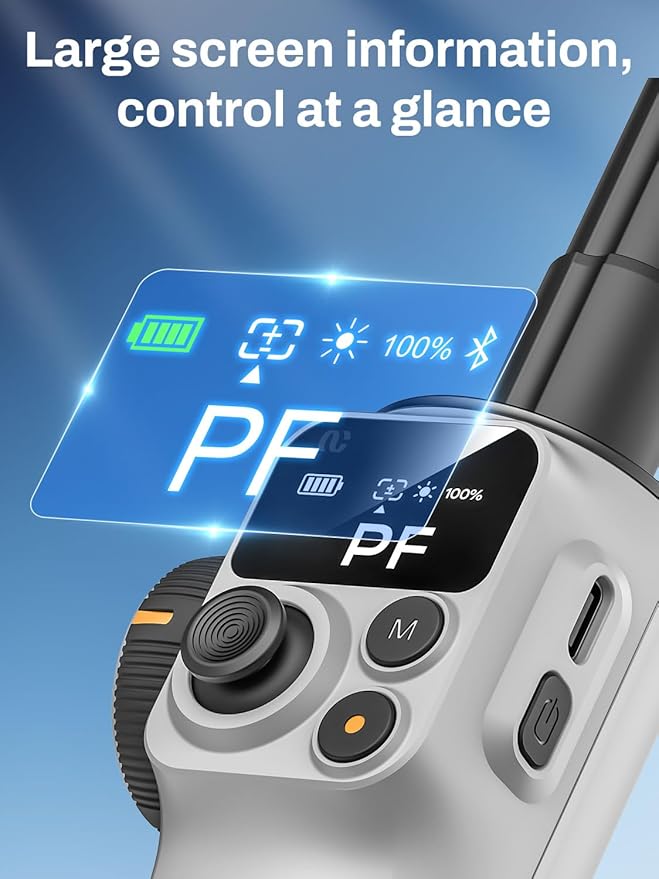 AOCHUAN Smart P2 Magnetic Gimbal Stabilizer for iPhone w/ 2-in-1 Fill Light & AI Tracking Sensor, Face Tracking No App Required, 3-Axis Phone Stabilizer w/Built-in Extension Rod, for Video Recording