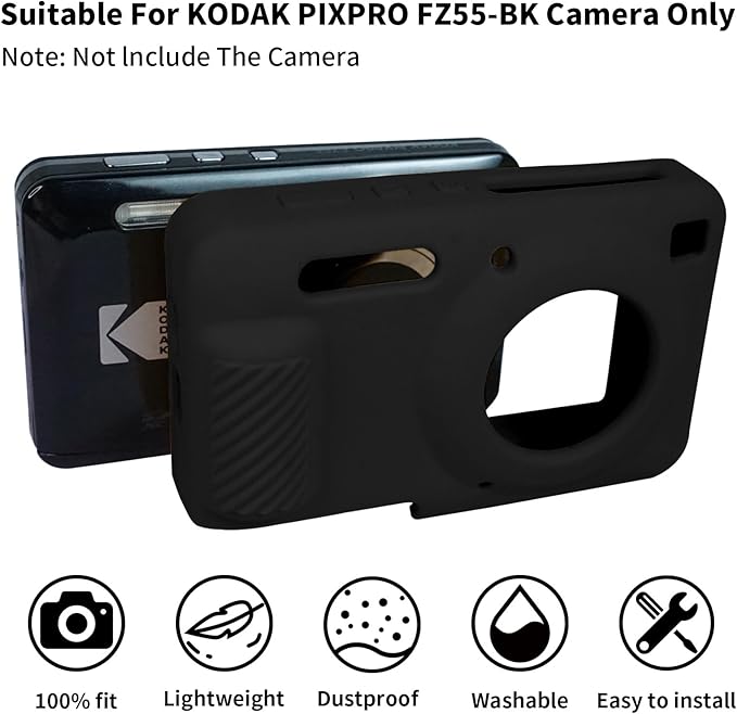 Easy Hood Camera Case for Kodak PIXPRO FZ55, Soft Silicone Cover Anti-Scratch Slim Fit FZ55 DSLR Camera Sleeve Body Skin Travel Protective Case, Black