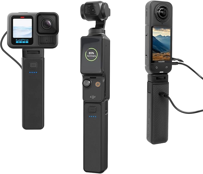 Suptig Handle Grip Battery Charger Battery Handle Built-in 5000mAh Battery Compatible for DJI Pocket 3, Xtra Muse Gopro, Insta 360, Akaso, Phone, Digital Camera