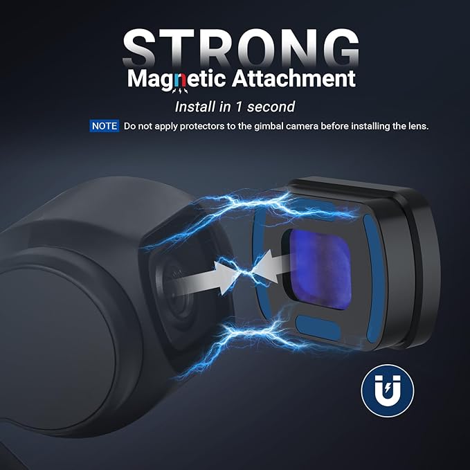 NEEWER 1.2X Blue Anamorphic Lens Compatible with DJI Osmo Pocket 3 Creator Combo Accessories, HD Optical Glass Magnetic Widescreen Blue Streak Effect Lens + 2X Tempered Glass Screen Protector, LS-85