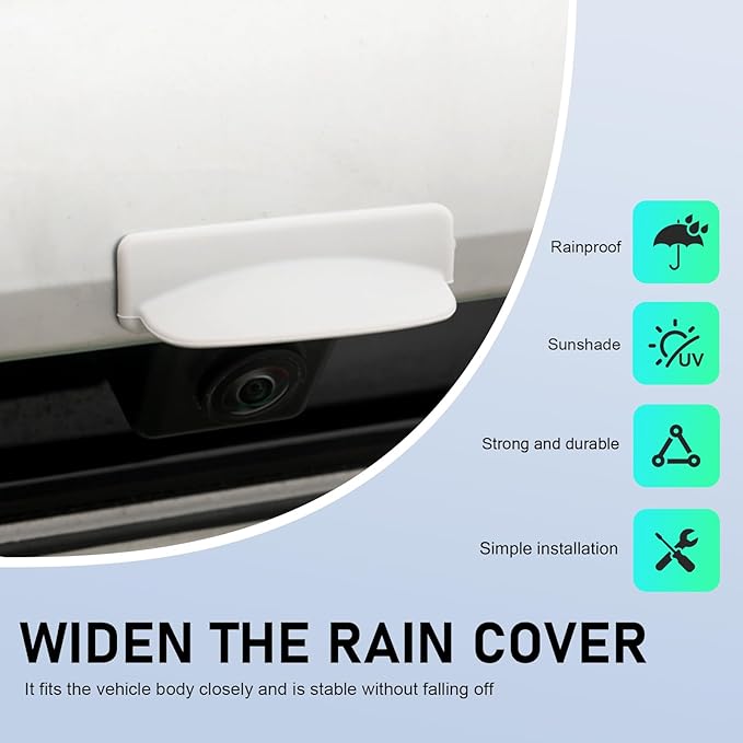 Car Backup Camera Rain Shield, Silicone Rear View Camera Anti-Rain Cover, Rainproof Protector for Enhanced Reverse Visibility, Universal for Cars, Trucks, SUVs (White)