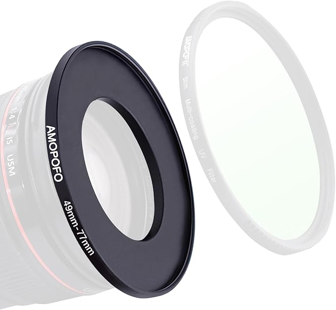 49mm to 77mm Step-Up Ring Filter adapter/49mm to 77mm Camera Filter Ring ;Compatible All Brands 49 mm Lens and 77 mm UV,ND,CPL,Metal Step Up Ring