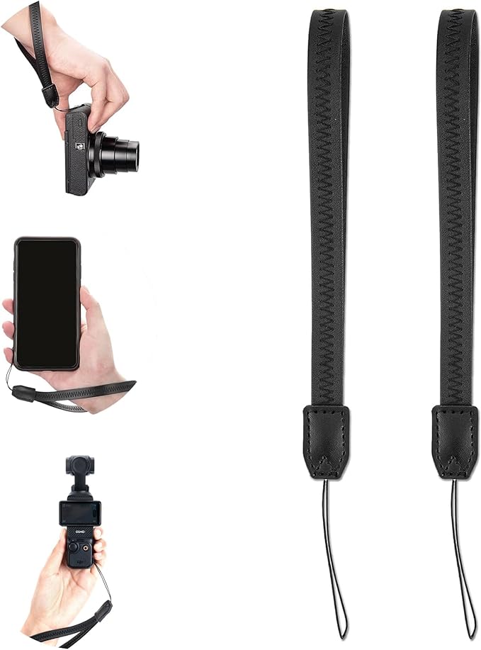 2 Pack Durable PU Leather Short Lightweight Hand Wrist Strap Lanyard String for Canon V10 G7X Mark III G5X Mark II Sony ZV-1 II RX100VII Ricoh GRIIIx Panasonic DMC-LX10 SOFORT 2 Osmo Pocket 3 Camera