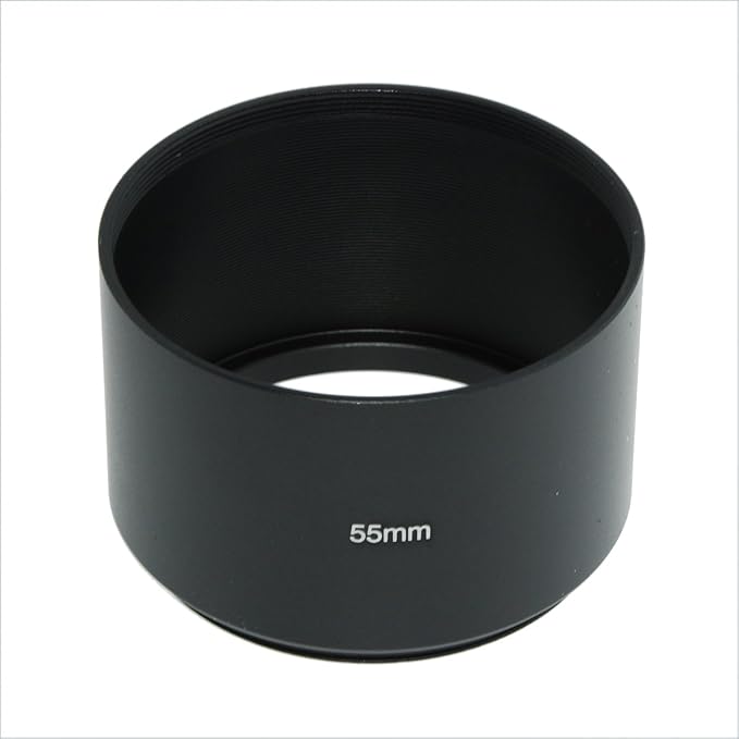 SIOTI 55mm Lens Hood, Oxidation Matte Anti Reflective Treatment, Aluminum Alloy, with 1 * 58mm Lens Cap, Compatible with Sony/Canon/Nikon/Fuji etc >85mm Camera Lens