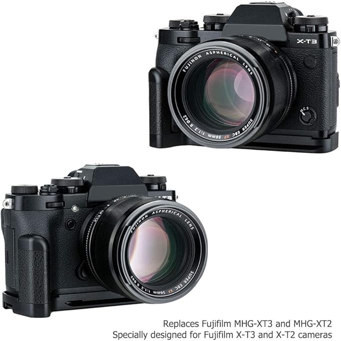 JJC Metal Hand Grip L Bracket Holder for Fujifilm Fuji X-T3 XT3 X-T2 XT2 Camera, Arca Swiss Type Quick Release Plate, Replaces Fujifilm MHG-XT3 MHG-XT2 Handgrip (Not Compatible with X-T4 XT4)