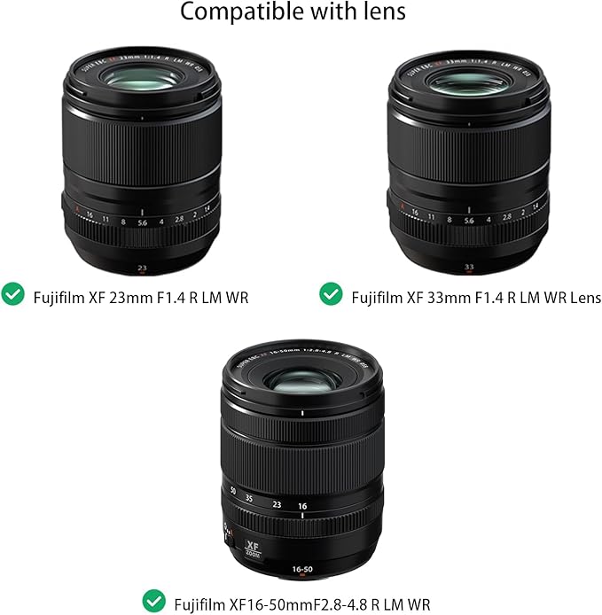 Square Metal Lens Hood for Fujifilm XF16-50mm F2.8-4.8 R LM WR for Fuji XF 33mm F1.4 R LM WR Lens for Fujinon XF 23mm F1.4 R LM WR Lens Hood,with Front Cap,Black