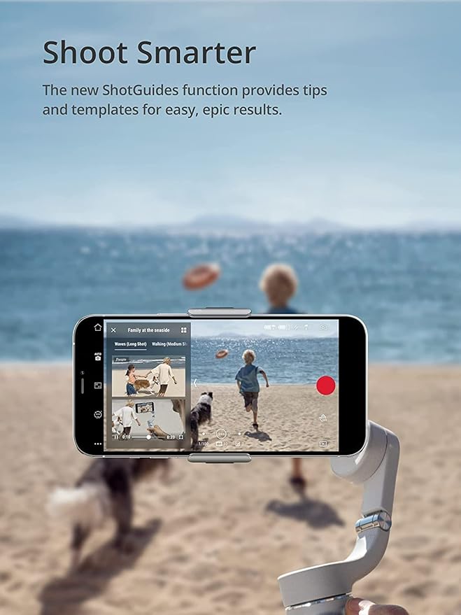 DJI OM 5 Smartphone Gimbal Stabilizer, 3-Axis Phone Gimbal, Built-In Extension Rod, Portable and Foldable, Android and iPhone Gimbal with ShotGuides, Vlogging Stabilizer, YouTube TikTok Video, Gray