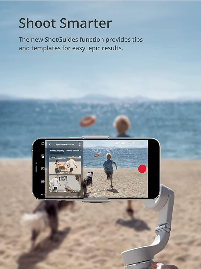 DJI OM 5 Smartphone Gimbal Stabilizer, 3-Axis Phone Gimbal, Built-in Extension Rod, Portable and Foldable, Android and iPhone Gimbal, YouTube TikTok Video, White (Renewed)