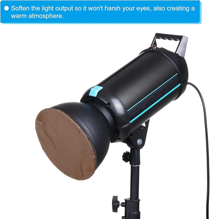 PATIKIL 7" 18cm Soft Diffuser Lamp Cover, 2 Pack Cloth Diffuser Strobe Reflector Lamp Sock for Flash Light Beauty Dish Photography Studio, Brown