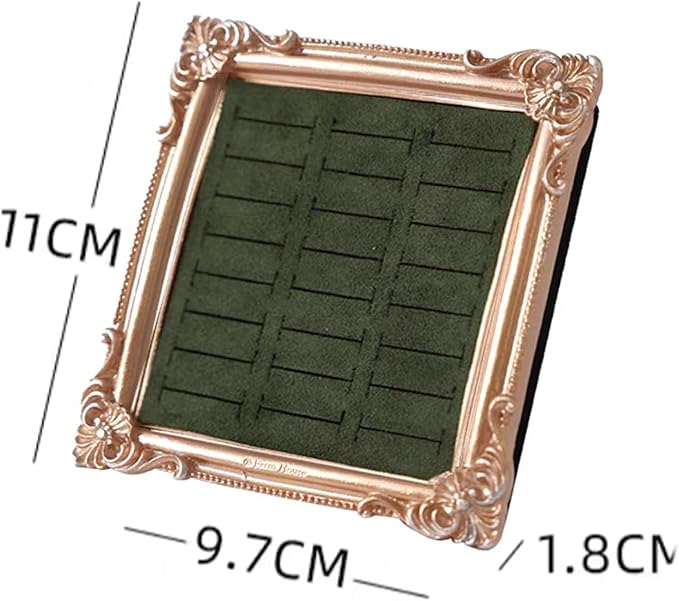 2PCS Jewelry Display Stand Vintage Ring Holder Box Earring Tray Retro Picture Frame Style Ring OrganizerJewelry Frame with Velvet
