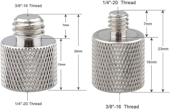 CAMVATE 1/4" Female to 3/8" Male & 3/8"-16 Female to 1/4"-20 Male Screw Adapter for Tripod and Camera and Qr Plate/Adapter Brass - 0910