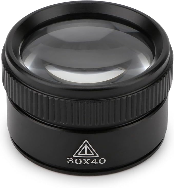 Rongon 30X Portable Pocket Reading Magnifier Optics Loupes Mini Desk Magnifier Loop Microscope Magnifying Glass Lens for Jeweler Stamps Maps Antiques Magazines Electronics (30X 40MM)