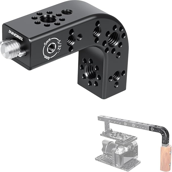 INNOREL CB2L ARRI Positioning Top Handle Extension Universal CNC Multi-Function Cheese Handle 90° Right Angle Fixture Handle 3/8" Screw Fixed for Camera Rabbit Cage Video Equipment Gimbal Stabilizer