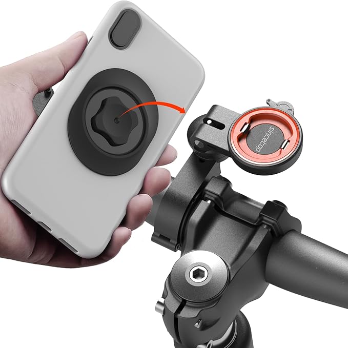Bike Phone Mount,Motorcycle Phone Holder with Universal Adapter,Out Front Bicycle Handlebar Mount for Mountain Road EBike,Scooter,Moto,MTB,Quick Release 【Series C - 1st Gen】Angle Adjustment Edition