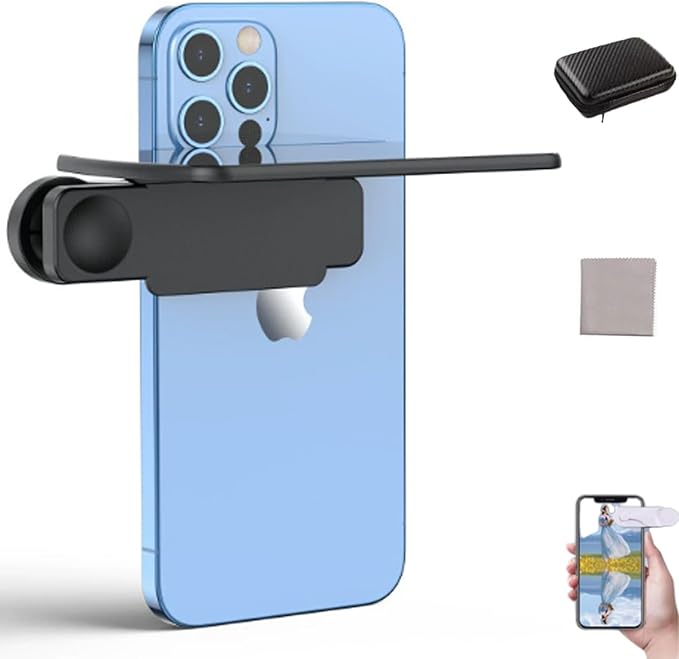 Mirror Effect Lens, Smart Phone Camera Mirror Reflection Clip Kit, Mirror Reflection Clip - Capture Stunning Reflections Instantly, Adjustable HD Glass Smartphone Photography Flip Mirror (Black*1)