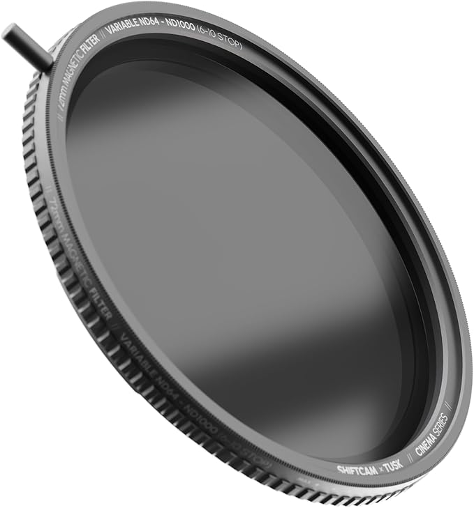 ShiftCam 72mm Magnetic Variable ND (VND) Filter 6-10 Stop – Rotating Dial for Cinematic Outdoor Shoot – Pro Exposure Control for iPhone & Android – Compatible with LensUltra