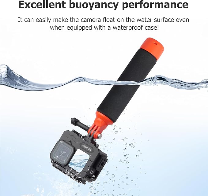 Mechrig Floating Handle Grip for GoPro Hero 12/11/10/9, Insta360 X4/X3, DJI Action 4/3 - High Buoyancy Waterproof Camera Float with Wrist Strap & Tripod Mount-933009