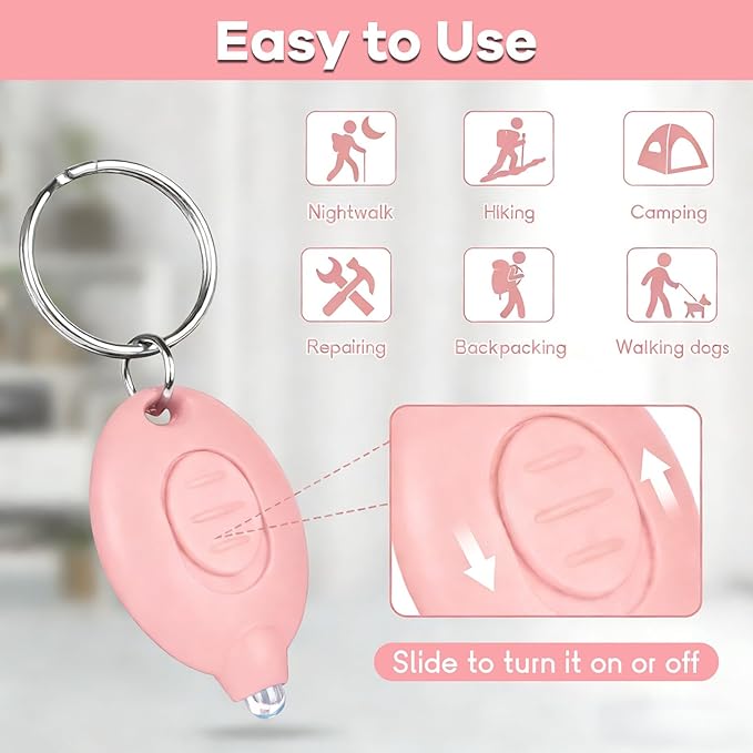 7 Pcs LED Keychain Flashlight Mini Keychain Light Bright Tiny Flashlight Small Portable Flashlight Battery Powered with Key Ring for Outdoor Activities And Emergency Lighting, 7 Light Colors of Shells