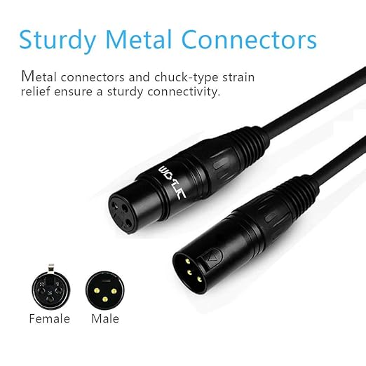 25 ft Flexible DMX Cable, Gold-Plated 3 Pin Signal XLR Male to Female DMX Cable Wire, Best for DJ Stage Lighting Moving Head Lights Par Light (4 Pack)