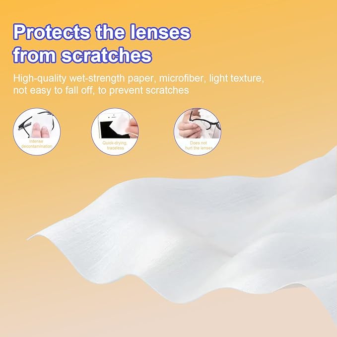 Lens Wipes for Eyeglasses,Eyeglass erasers are Packed Separately，Glasses Cleaner for Cleaning Glasses, Camera Lenses, Sunglasses, Mobile Phone Screens, Goggles, etc. (100 Pieces)