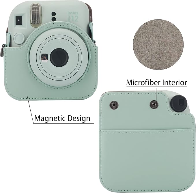 Frankmate Protective Case Compatible with Mini 12 Instant Film Camera with Accessory Pocket and Adjustable Strap (Cute Duck)