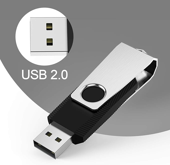 KEXIN 10 Pack USB Flash Drive - 64GB Thumb Drive with Swivel, Black (64GB, 10 Pack)