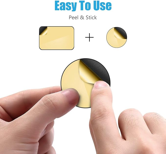 Mount Metal Plate with Adhesive for Magnetic Cradle-Less Mount by WixGear - X4 Pack 2 Rectangle and 2 Round (Compatible with Magnetic mounts) (Black)
