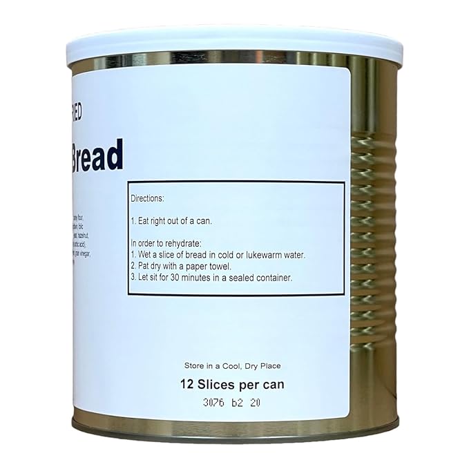 Military Surplus Freeze Dried Oat Nut Bread – 12 Slices per Can #10 Can – 25+ Year Shelf Life – Emergency Food Supply – Ready to Eat – Survival, Hunting, Camping, Backpacking – Long Term Storage – Pack of 6