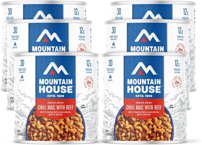 Mountain House Chili Mac with Beef #10 Can| Freeze-Dried Backpacking & Camping Food| Survival & Emergency Food | 6-Pack