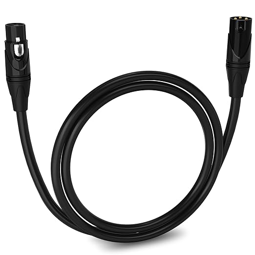 LyxPro 3 Feet XLR Microphone Cable Balanced Male to Female 3 Pin Mic Cord for Powered Speakers Audio Interface Professional Pro Audio Performance and Recording Devices - Black