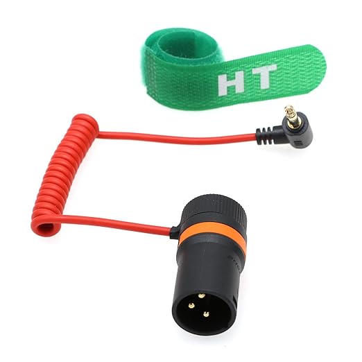 3.5mm Mini Jack to XLR 3 Pin Audio Cable for BOYA Rode Wireless GO II Microphone to Sony FX9 FX3 Canon Camera Mixer Recorder, Right Angle Male Red Braided Coiled 50cm